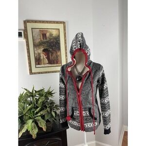 Between Me & You Women's Gray Cotton Long Sleeve Zip Up Winter Hoodie Medium